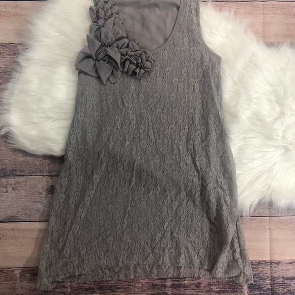 Mystree Grey Lace Tunic Tank - Small - Picture 1 of 3
